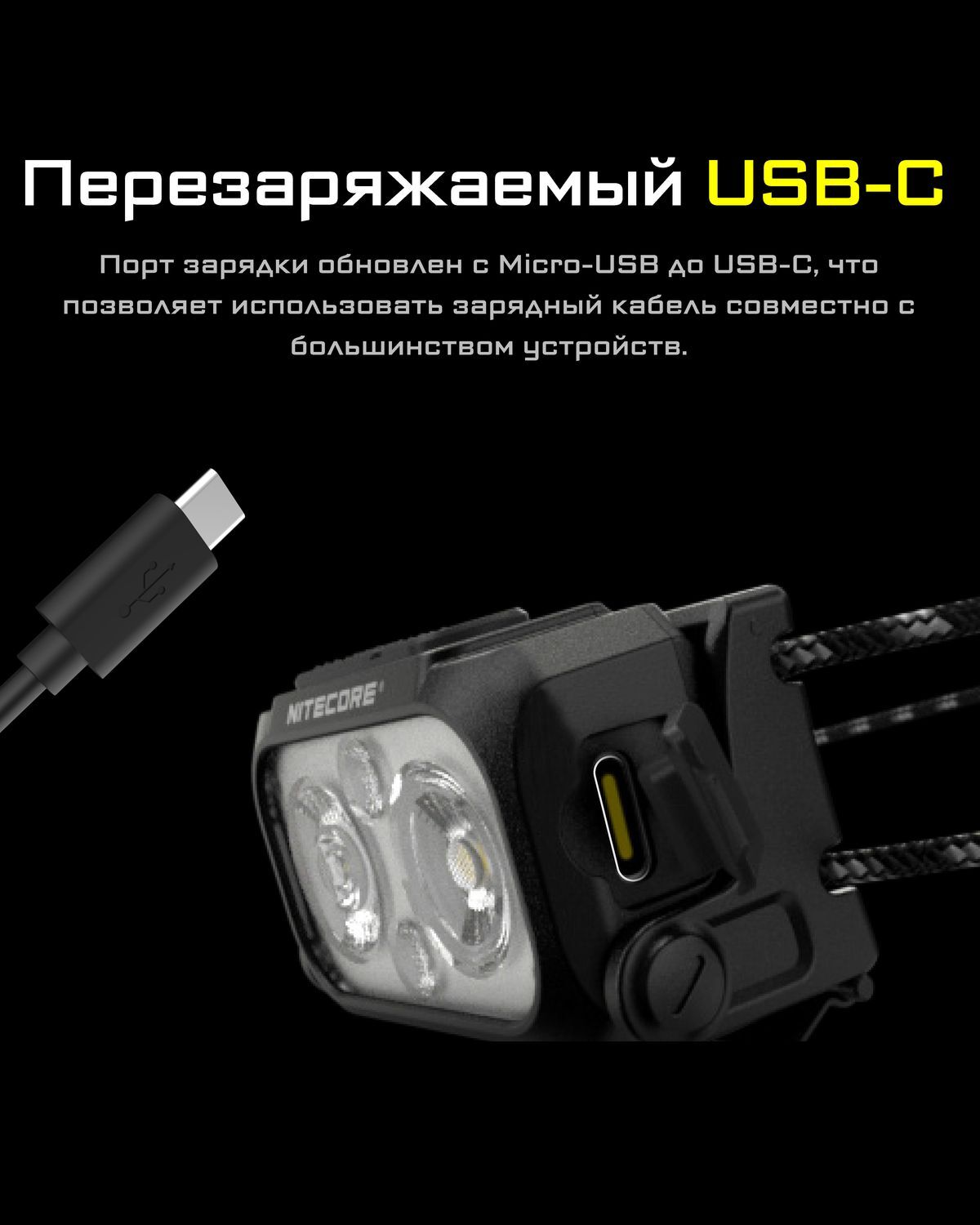 NU25 UL 400люмен 45часов 64м З/У USB-C АКБ Li-ion 3.7v 650mAh